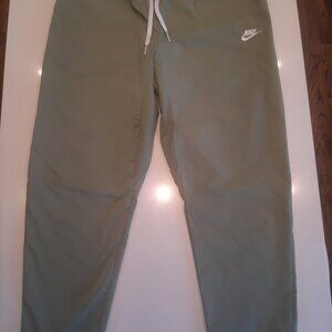 Nike Olive Green Men's Joggers with White Logo